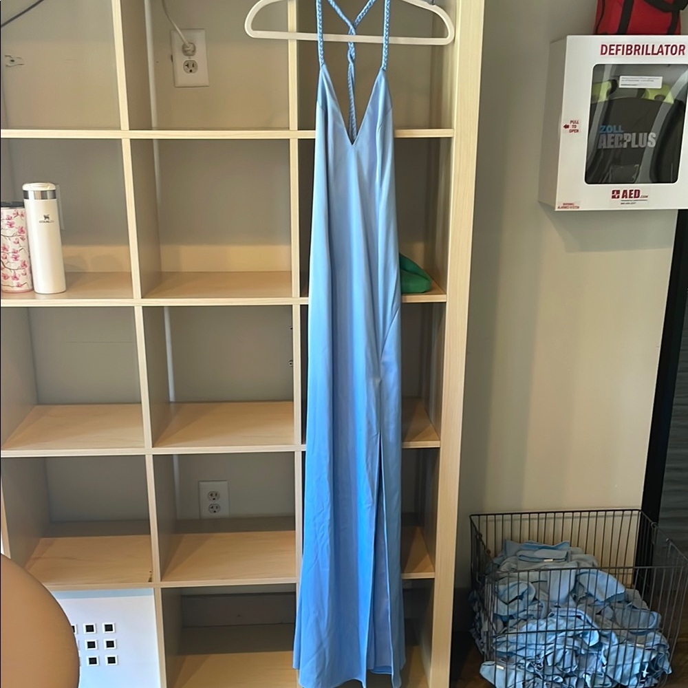 Elegant Blue Halter Maxi Dress